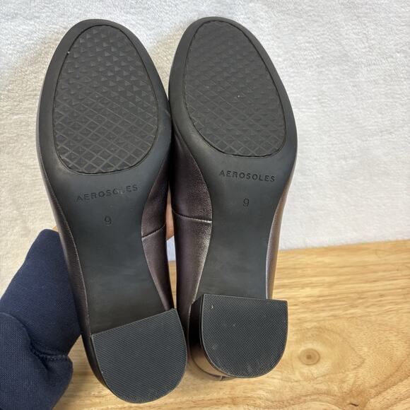 Aerosoles Betsy Mid Heel Pumps Metallic Gunmetal Silver Genuine Leather Size 9 - Picture 10 of 12